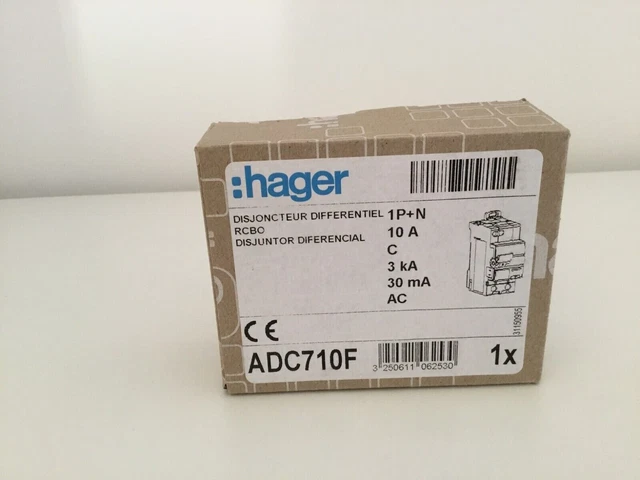 Disjoncteur Différentiel Hager 16A AC 30mA Courbe C 1P+N 3kA