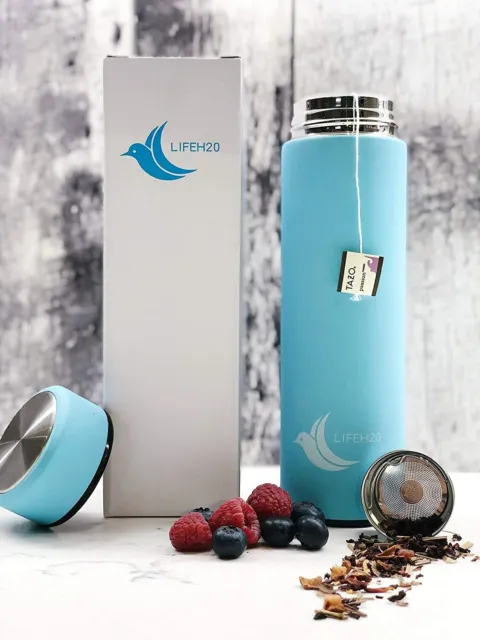 Insulated Water Bottle With Strainer For Coffee Tea Stainless Steel 18oz Thermos