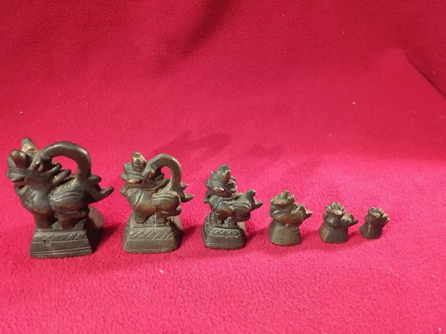 6 Antike Gewichte Opiumgewichte Bronze Tier Darstellung Fabelwesen (423)