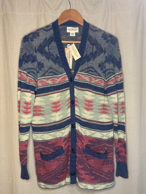 NWT SzM Ralph Lauren Denim & Supply Cotton Blend Navajo Aztec Southwest Cardigan