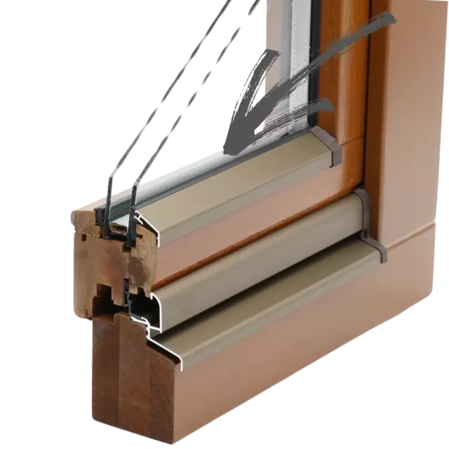 Fensterverkleidung mit Alu Wetterschenkel für Holzfenster Aluminiumprofil Silber
