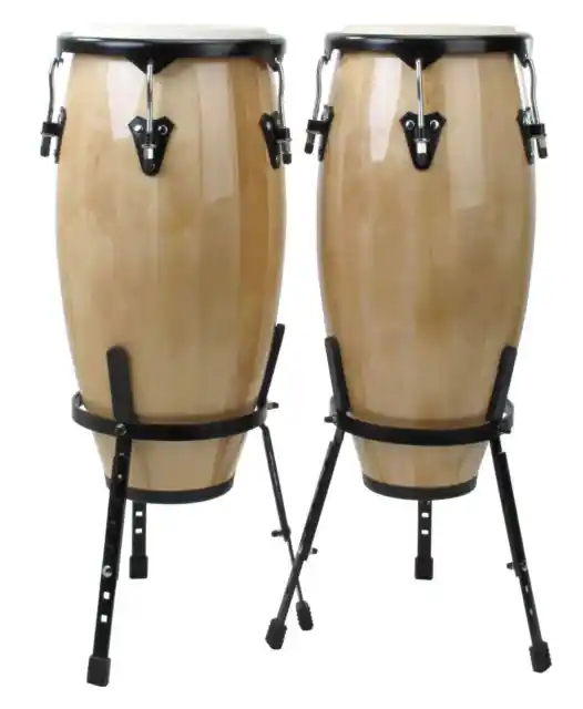 Paire du Congas 10" 11" Percussion Instrument a Main Latin Drum Hauteur Reglable