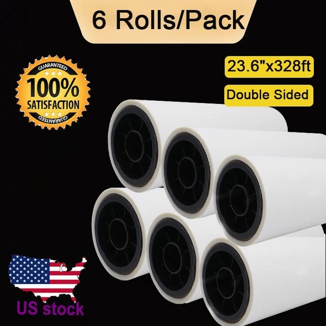 Bundle 6 rolls 23.6"x328ft DTF Transfer Film Pet Film - Double Sided Hot Peel