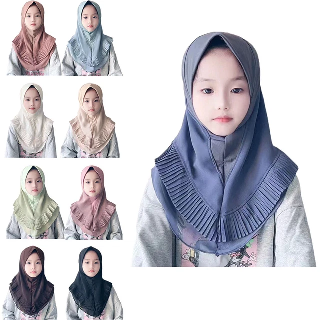 2-6Year Islamic Kids Girls Headscarf Hijab Turban Muslim Instant One Piece Scarf