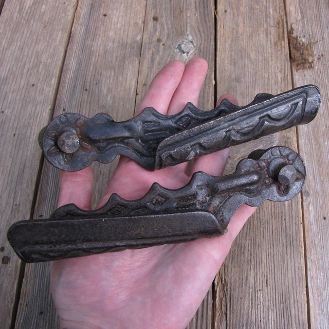 OLD UNUSUAL PAIR of Wrought Iron Lever Door Handles £49.99 PicClick UK