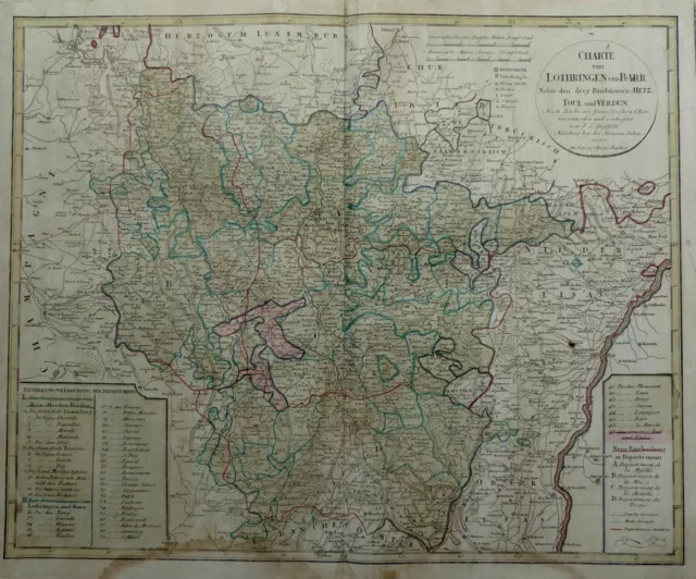 Kupferstichkarte Frankreich Lothringen Metz Verdun Elsass Güssefeld Homann 1793