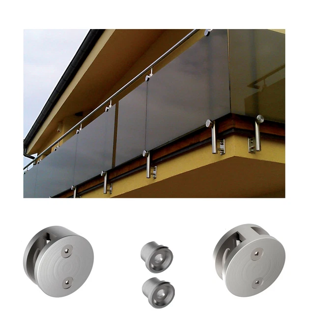 Glashalter MINI 30x30 mm ECKIG - GERADE - 4 mm ESG