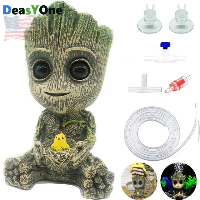 Aquarium Groot Air Bubbler Decorations Ornament 6inch Fish Tank Stone Set Pot