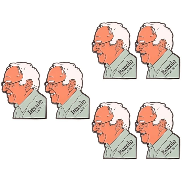 6 Pcs Buttons Pin Brooch Bernie Sanders Support Prop Cartoon