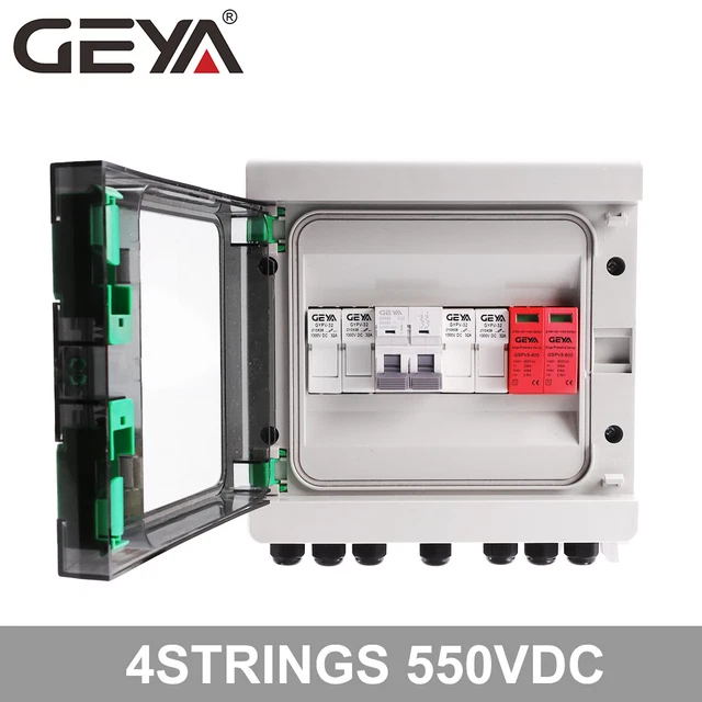 Solar PV Combiner Box Plastic 15A 2strings 550VDC Circuit Breaker Solar Panel