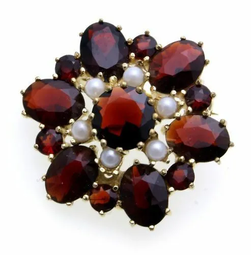 Broche Avec Grenat Perle de Culture Or 333 Broche 3915/3GR.ZP