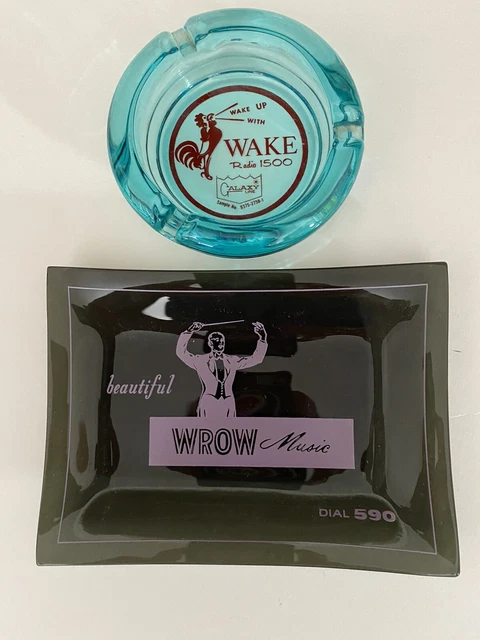 Wake Am Radio 1500 & Wrow Am Radio 590 Promotional Giveaway Ash Trays New