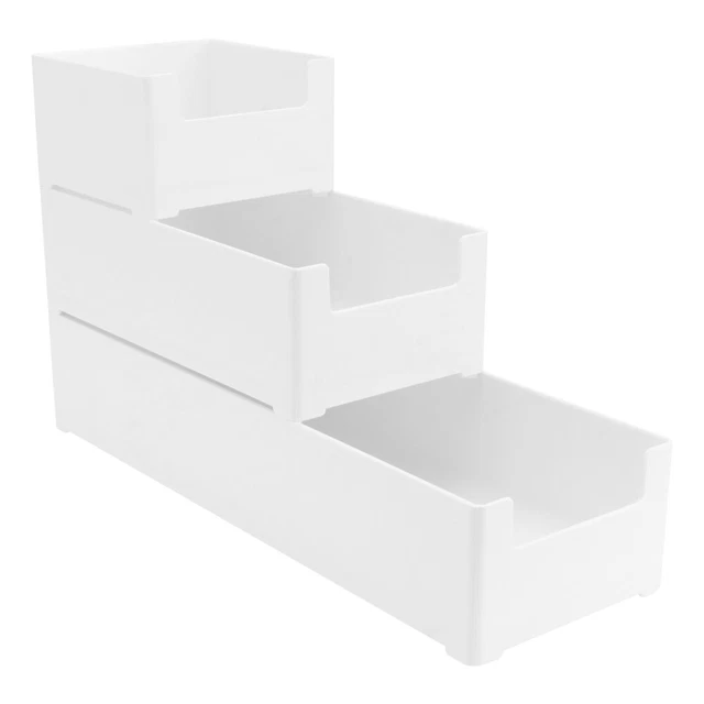 2 Cassetti Plastica Impilabili Bianchi - Organizer Per Ufficio, Casa E Toeletta 27.5x18.5x10 Cm