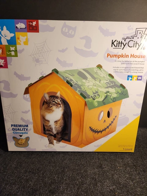 Kitty City Pumpkin House Scratch Post Board Cat Toy Halloween