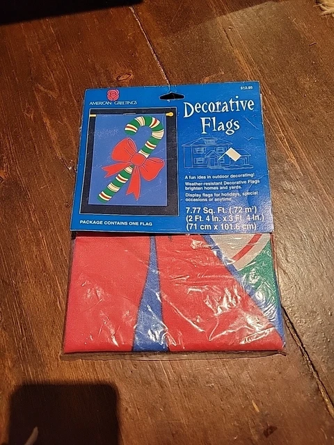 Vintage American Greetings Candy Cane Decorative Flag Christmas Outdoor Bow