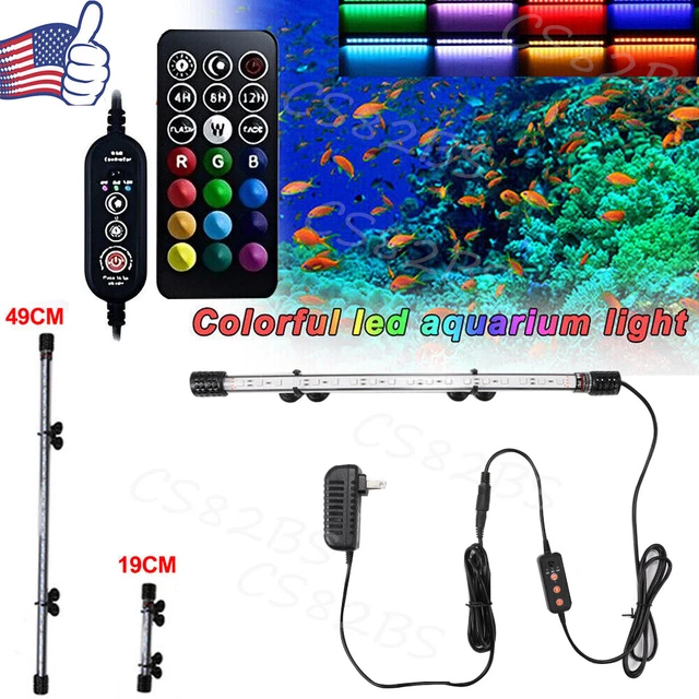 Underwater Aquarium LED Light Fish Tank RGB Submersible Lamp + Remote