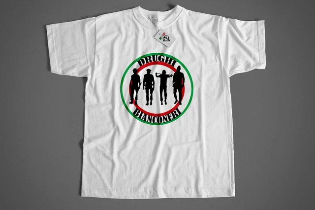 T-Shirt tifosi drughi,  maglia maniche corte stadium, ultras bianconeri, uomo