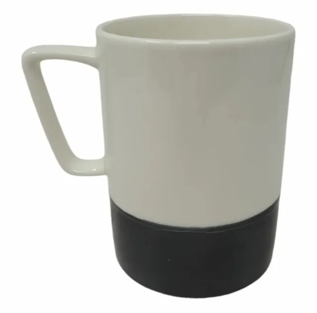 🎁Starbucks Mug 2013 Coffee Tea White Black Dip 4.5" Tall 16 oz Xmas Gift EUC