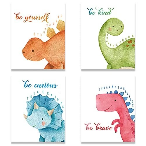 Dinosaur Inspirational Decor, Baby Boy Nursery Wall Art Prints, Dinosaur