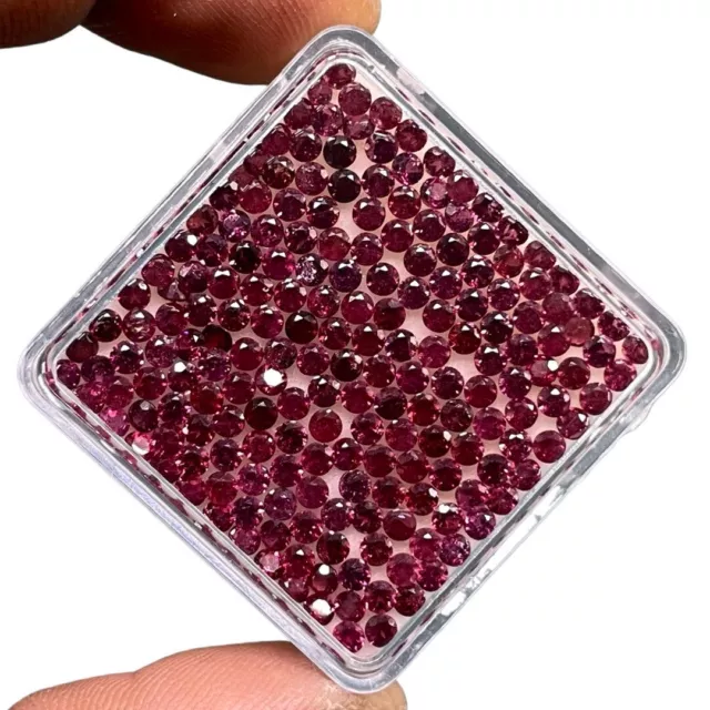 150 Pcs Natural Rhodolite Garnet 2.7mm Round Cut Loose Untreated Gemstones Lot