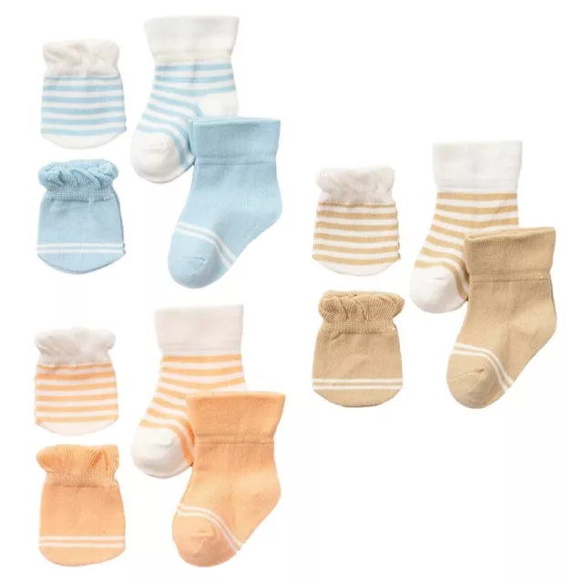 4 Pairs/Set Baby Gloves Socks Set Scratch Resistant Breathable Autumn Winter
