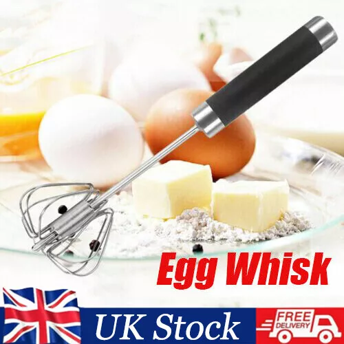 Semi-Auto Egg Whisk Stainless Steel Egg Beater Rotary Whisk Blender Hand Push