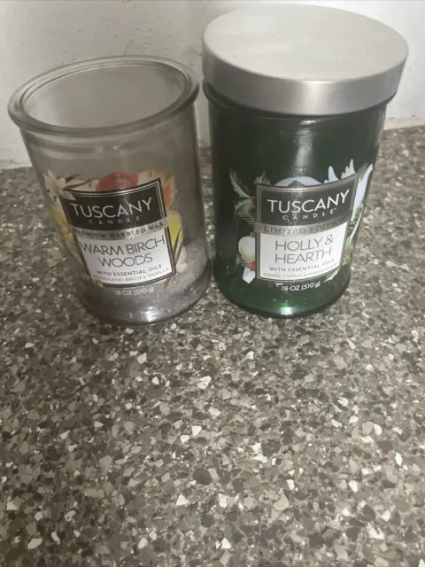 empty tuscany candle jars 18 oz holly birch woods lot
