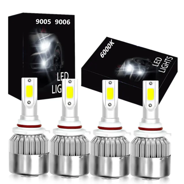 4x 9005 9006 LED Combo Headlight Bulbs High Low Beam 6500K Super White Bright