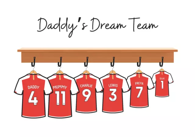 Personalised Football Shirt Print Gift Family Team Premier Champion Picture Gift