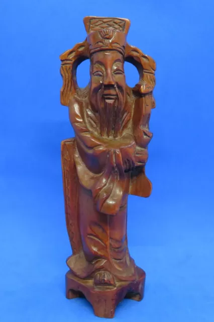 Chinese carved wood vintage Victorian oriental antique man figurine