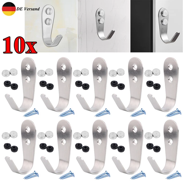 10 x ganci per vestiti in acciaio inox ganci per cappotto ganci per guardaroba ganci da parete ganci per cappello DE