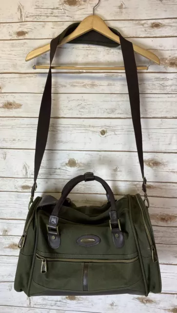 SAMSONITE Carry On Travel Overnight Weekend Bag Rustic Look Olive Green Brown