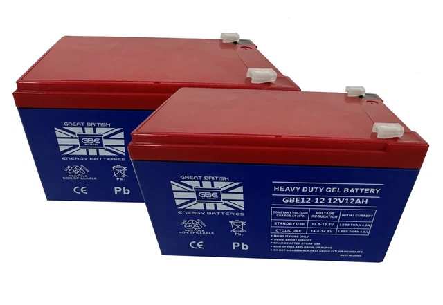 2 (PAR) 12v 12AH GEL DE ALTA RESISTENCIA GRANDES BATERÍAS DE SCOOTER MOVILIDAD ENERGÉTICA BRITÁNICA