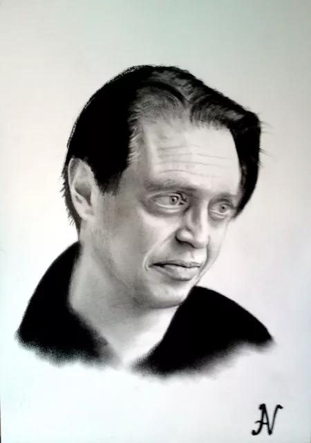 Steve Buscemi - ritratto portrait grafite e carboncino cm. 33 x 48