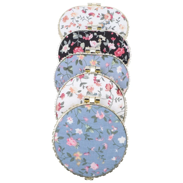 5 Pcs Blumen Tragbarer Spiegel Klappbarer Schminkspiegel Reisegeldbörse Jahrgang