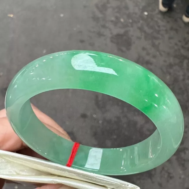 Certified Natural AAA Icy Green Myanmar Jade jadeite bracelets Bangle 56mm
