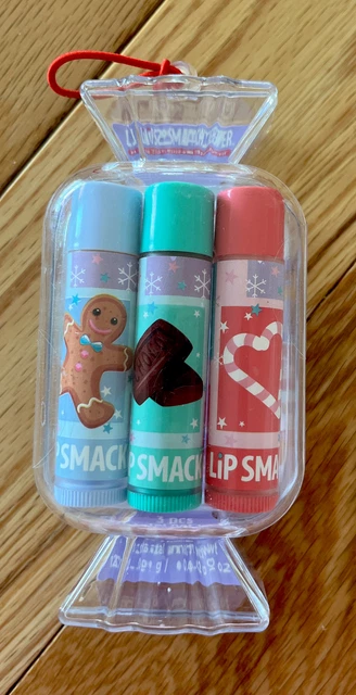 2 Lip Smacker Original Best Candy Trio- Purple Gingerbread,Candy Cane Chocolate