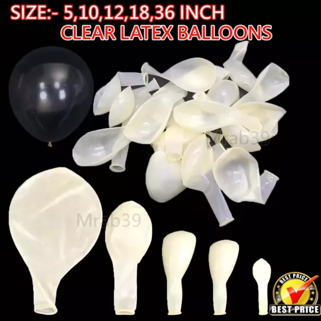 LATEX CLEAR BALLOONS 5",10",12" 18" 36 Helium Party Birthday Wedding Christenin