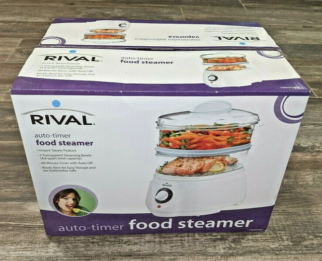 NIB RIVAL AUTO Timer Food Steamer Auto Shut Off Ckrvstlm20 (2) Nesting