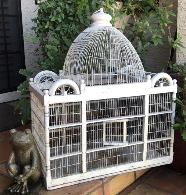 Vintage Bird Cage Victorian Metal Wood Wedding Decorative Planter Shabby Chic