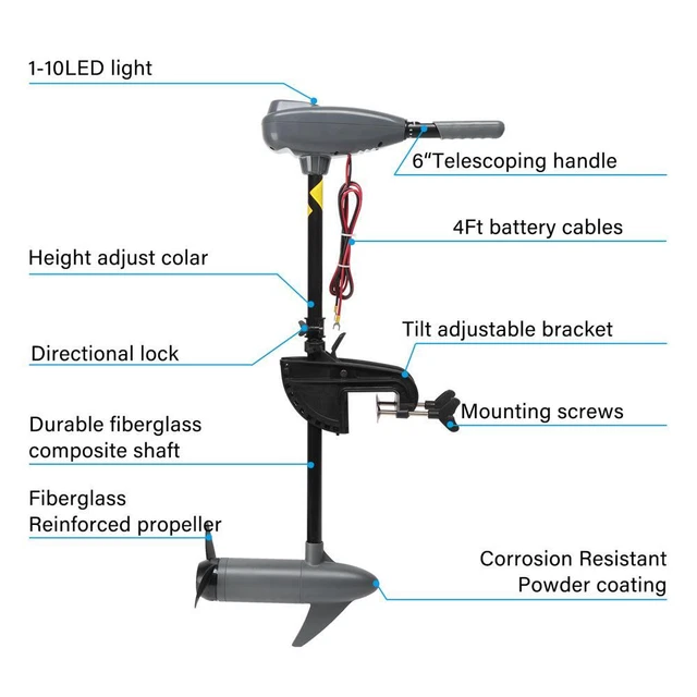86LBS Thrust Electric Trolling Motor Outboard Boat Motors Heavy Duty for Kayak