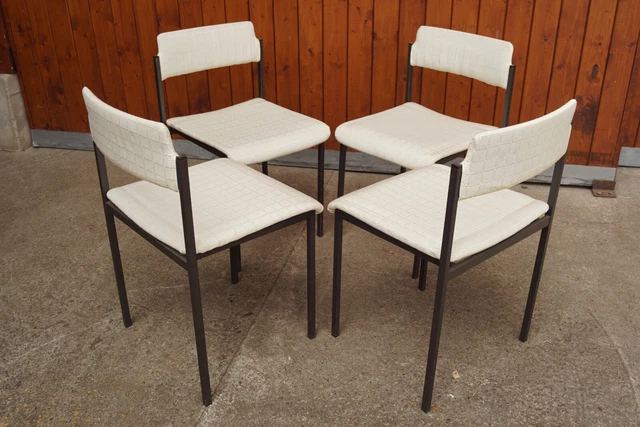 70er Sedie Vintage Sala Pranzo Metallo Lounge Impilabile 60er 1/4