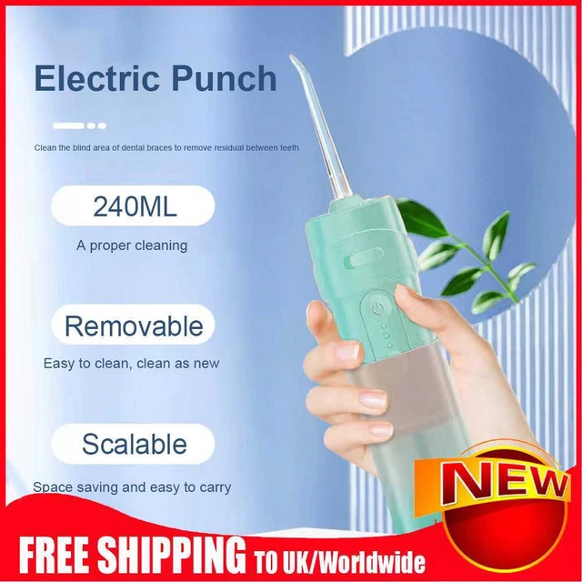 Riego dental eléctrico 240 ml retráctil recargable para uso en viaje (verde)