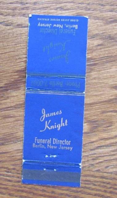 James Knight Funeral Home Matchbook Cover: Berlin, New Jersey Matchcover -C10