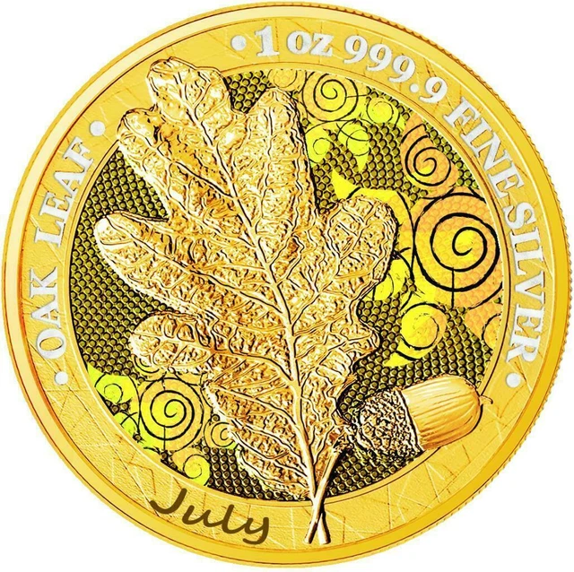 Germania 2019 5 Mark Oak Leaf - Series 12 Months  - July 1 Oz Silver Coin
