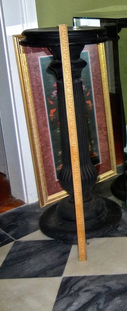 Pedestal Stand Ridged Base Dark Wood Turned Vintage