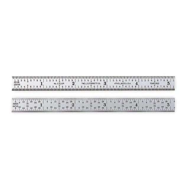 STARRETT C316R-12 Steel Rule,Flexible,12 In,16R Grad