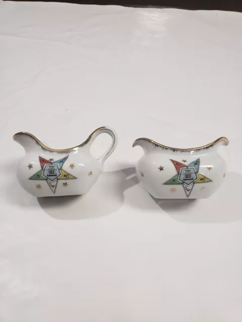 Vintage Lefton China Order Of The Easter Star Handpainted Sugar And Creamer Set