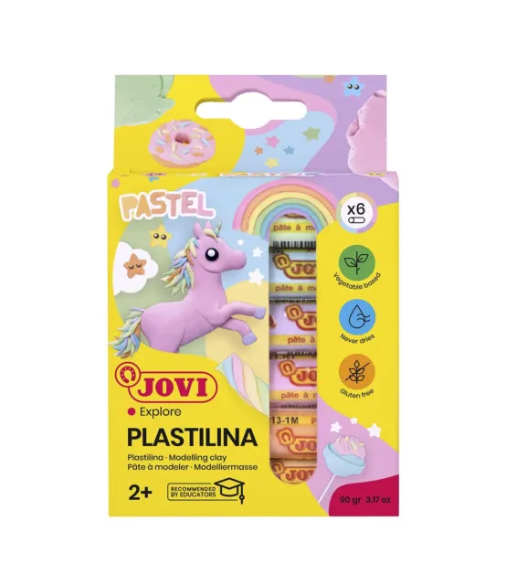 New Jovi Plastilina Reusable and Non-Drying Modeling Clay; Pastel Colors, 0.50 O