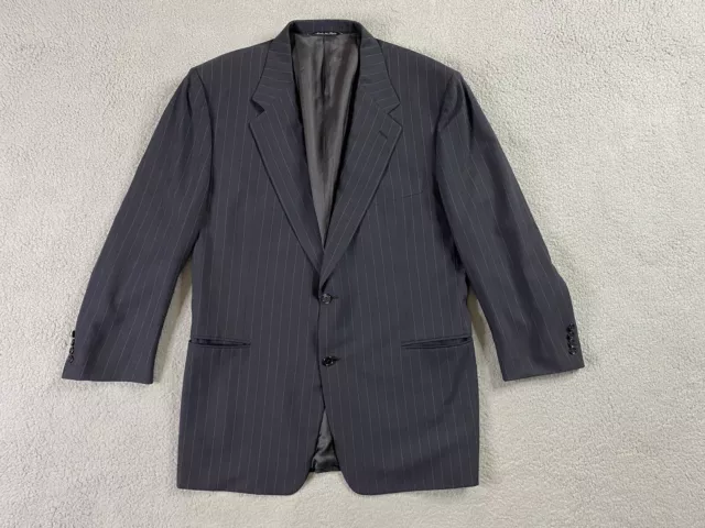 Canali Suit Jacket 46 R Navy Wool Wide Striped Luxury Designer Sport Coat Italy